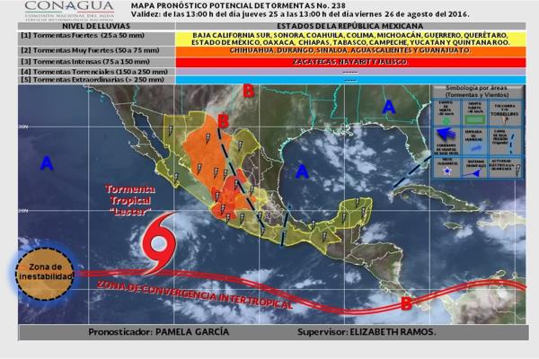 Prevé SMN tormentas muy fuertes para Sinaloa