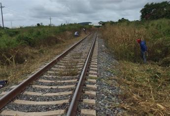 Limpian maleza en cruces ferroviarios