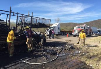 Se quema camioneta de carga por la México 15