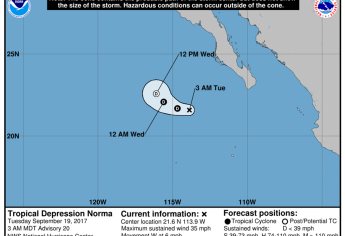 Norma se debilita a depresión tropical