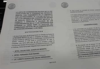 Acuerda Congreso comparecencia de aspirantes a la Comisión Integral de Víctimas