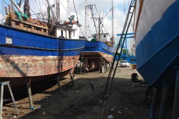 Flota camaronera inicia tarde trabajos de mantenimiento