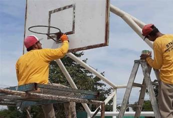 Rehabilitan cancha del 20 de Noviembre, en Ahome