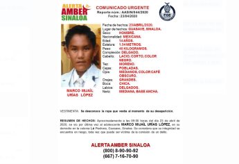 Activan Alerta Amber por un menor de Guasave