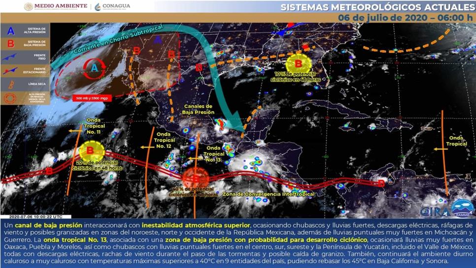 Lluvias vespertinas y calor, el clima para hoy en Sinaloa