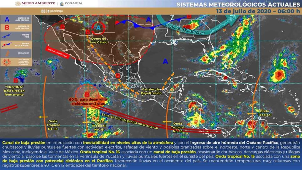 Pronostican calor y lluvias fuertes para hoy en Sinaloa