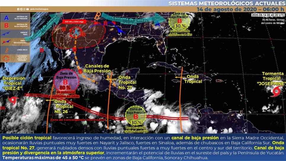 Pronostican lluvias fuertes para hoy en Sinaloa