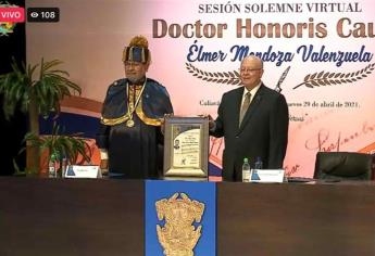 Otorga la UAS a Élmer Mendoza la distinción de Doctor Honoris Causa