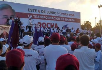 Cierre multitudinario de Ruben Rocha en Mazatlán