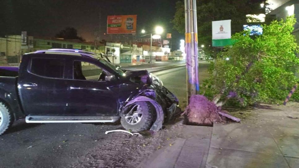 Choca contra árbol y auto estacionado en El Vallado