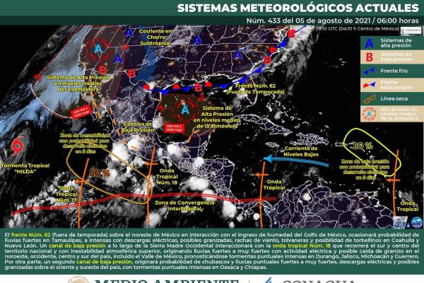 Se esperan lluvias muy fuertes hoy en Sinaloa