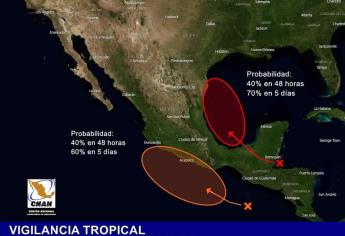 Incrementa probabilidad de formación de 2 ciclones  tropicales en México