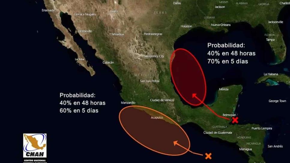 Incrementa probabilidad de formación de 2 ciclones  tropicales en México