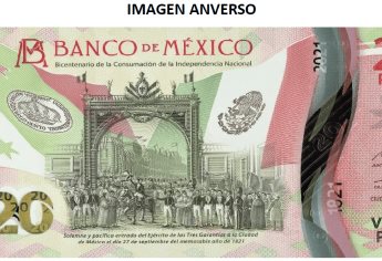 Ponen en circulación billete de $20 conmemorativo del Bicentenario de la Independencia