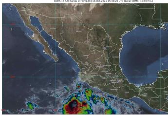 La depresión tropical «16-E» dejará lluvias fuertes a muy fuertes al occidente y sur del país