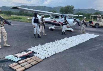 Ejército y Fuerza Aérea aseguran avioneta con 338 kilos de drogas en Sonora; había salido de Culiacán