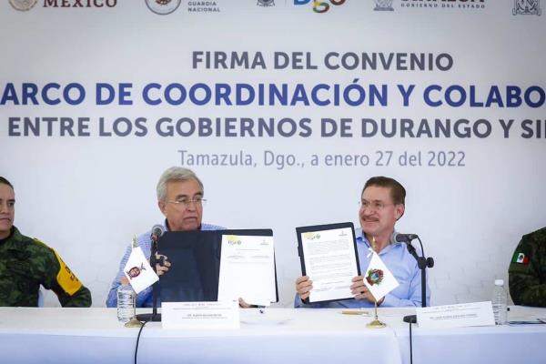 Rocha firma convenio de seguridad con el Gobierno de Durango