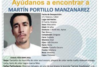 Buscan a Martín Portillo, desapareció en El Fuerte