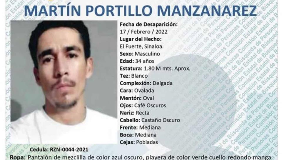 Buscan a Martín Portillo, desapareció en El Fuerte