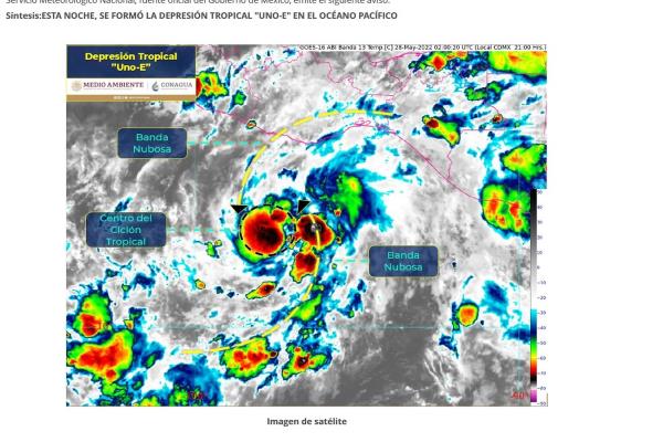 Se forma el primer ciclón tropical de la temporada en el pacífico