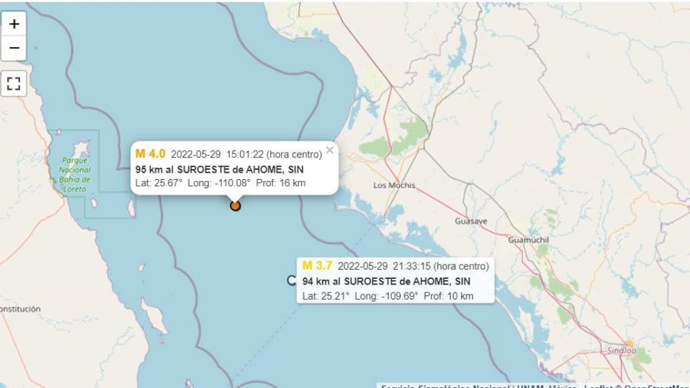 En las últimas 24 horas, detectan sismos de 4.0 grados en Ahome