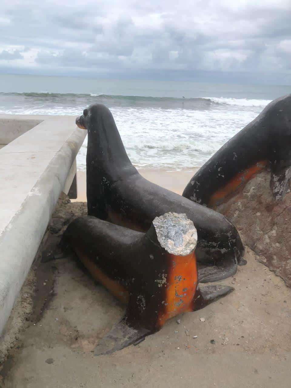 «No fue vandalismo, se cayó sola»: Policía sobre cabeza de figura de Lobo Marino