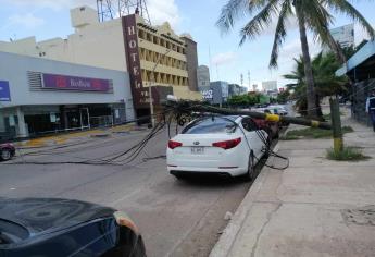 Camión «tumba» tres postes de telefonía y provocó caos vial por cierre de calles en Los Mochis