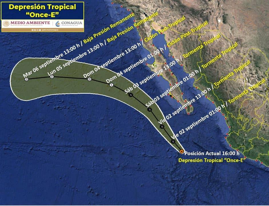 Se forma Depresión Tropical «Once-E» en el Pacífico