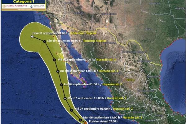 Sinaloa espera lluvias fuertes por Huracán «Kay» en la tarde-noche