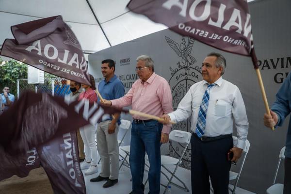 Gobernador Rocha Moya inicia construcción de la carretera a El Salitre