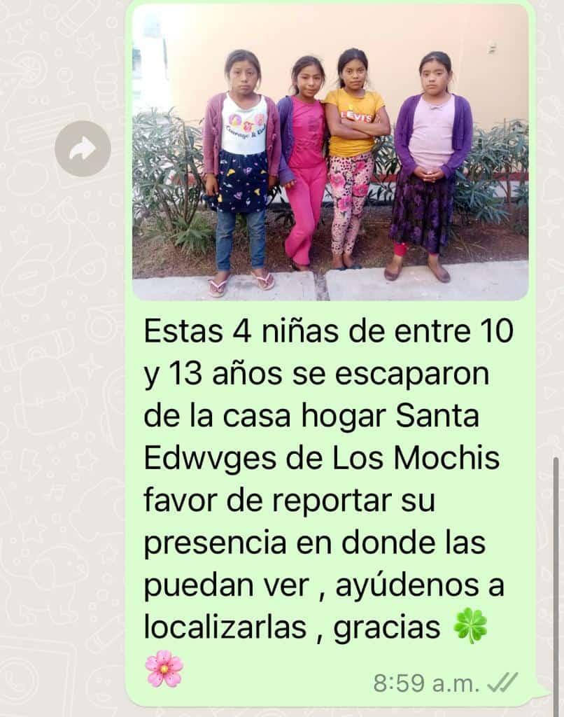 ¡Alerta Amber! Se escapan 4 niñas de casa hogar en Ahome