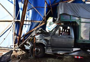 Le fallan los frenos y se impacta en la fitozoosanitaria en Las Brisas, Guasave