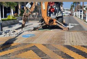 Retiran «megatopes» en Zona Dorada de Mazatlán, ocasionaban accidentes en lugar de prevenirlos