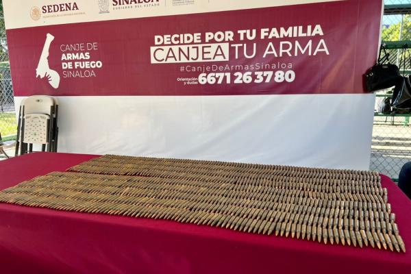 Mil cartuchos para “Cuerno de Chivo” son canjeados en programa «Canje de Armas de Fuego » en Culiacán