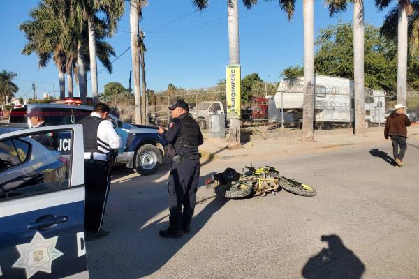Motociclista lesionado en desigual choque en la colonia Las Palmas de Guasave