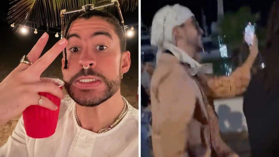 VIDEO: Bad Bunny enfurece y le avienta celular de una fan al mar