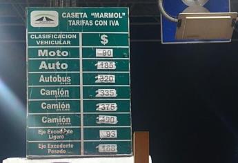 Baja cuota en las casetas de la autopista Culiacán - Mazatlán