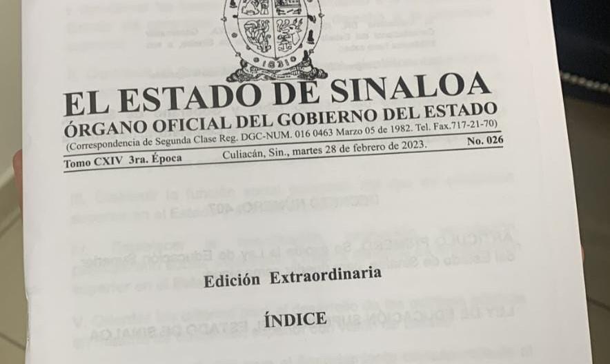 Publican Ley de Educación Superior en el Periódico Oficial de Sinaloa