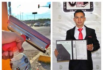 Limpiaparabrisas se gradúa como ingeniero y comparte con orgullo su diploma