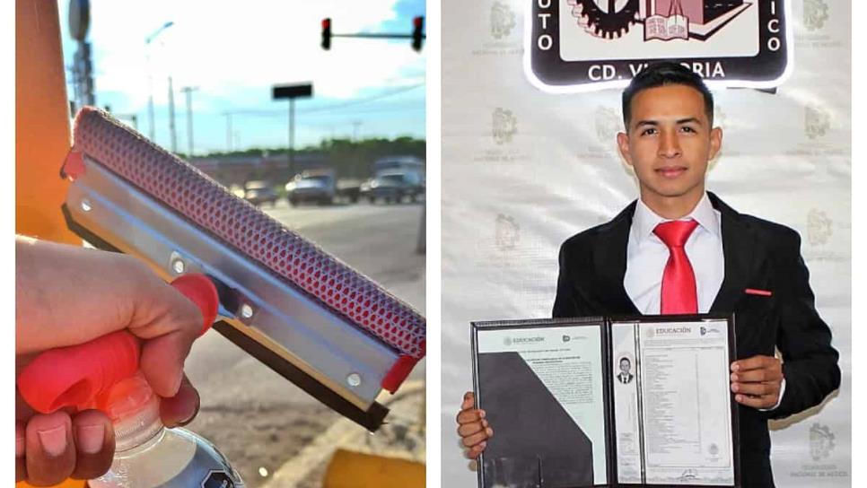 Limpiaparabrisas se gradúa como ingeniero y comparte con orgullo su diploma