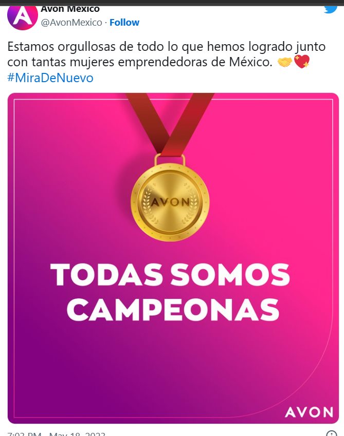 «Todas somo campeonas», Avón responde