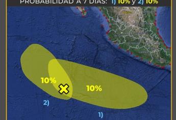 Se debilitan zonas de baja presión en el Océano Pacífico