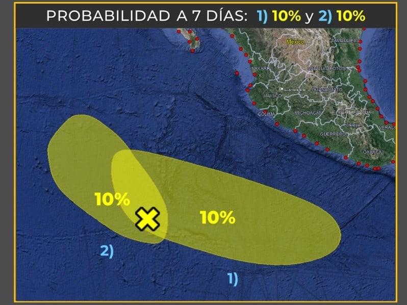 Se debilitan zonas de baja presión en el Océano Pacífico