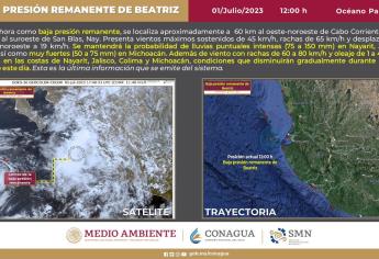 Ciclón tropical «Beatriz» se debilita a baja presión remanente