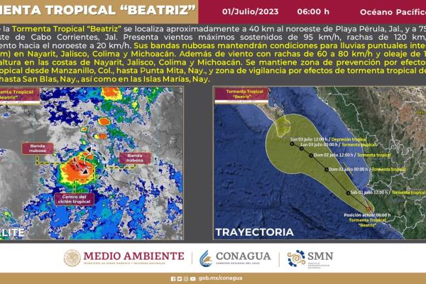 «Beatriz» se debilita y convierte en Tormenta Tropical