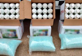 Botellas de supuesta proteína resultan ser fentanilo; Guardia Nacional asegura 600 mil pastillas en Culiacán