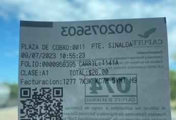 Aumenta tarifa en casetas de cobro por la carretera libre en Sinaloa