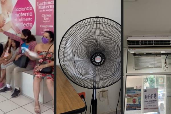 Con cartones y abanicos mitigan el calor en el Hospital General de Los Mochis