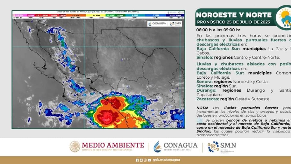 Se esperan lluvias en Sinaloa para este martes 25 de julio
