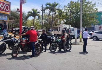 Tránsito de Mazatlán retira 12 motocicletas a diario por incumplir reglamento